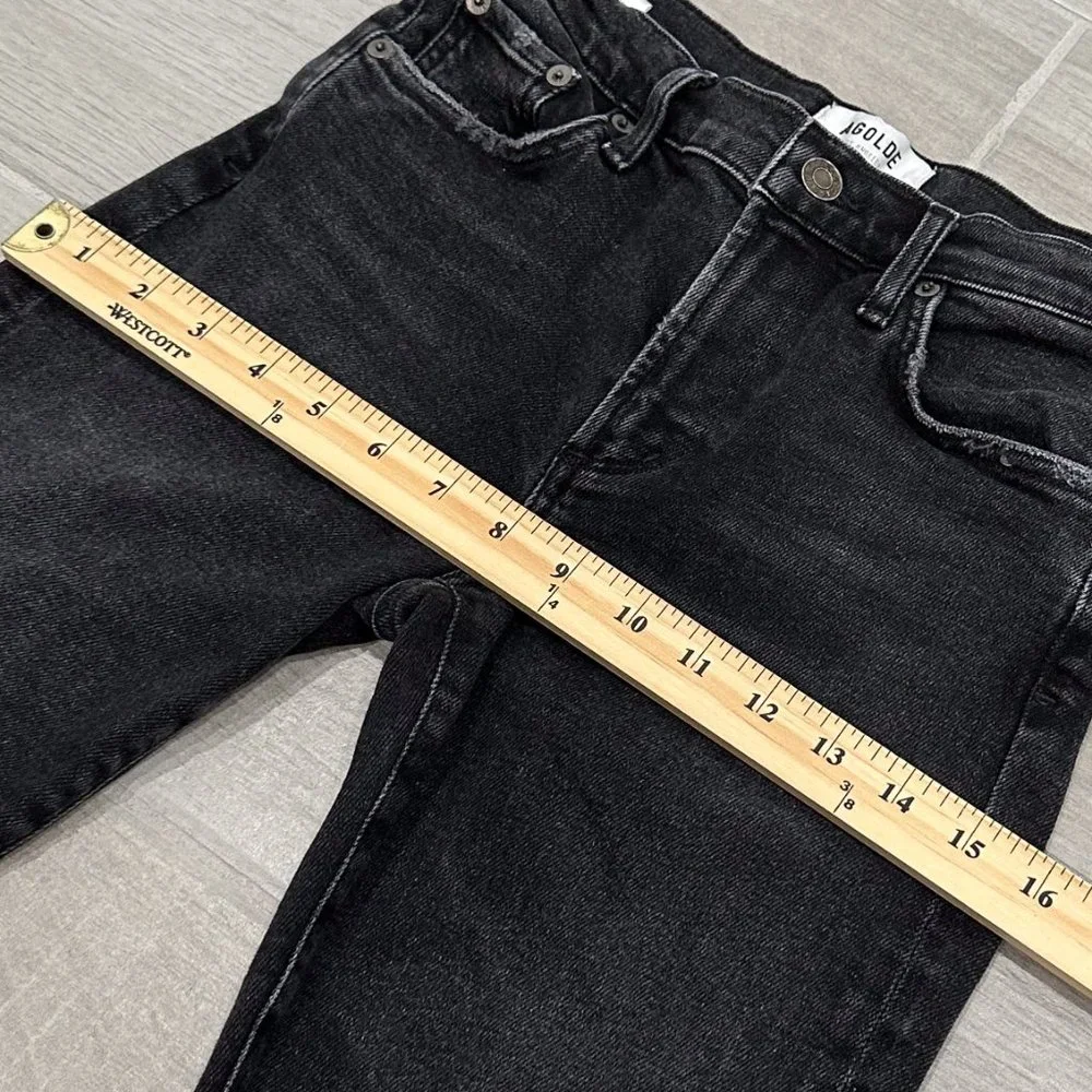 Agolde Sophie Mid-Rise Skinny Ankle Jeans in Trademark Washed Black Denim Sz 24